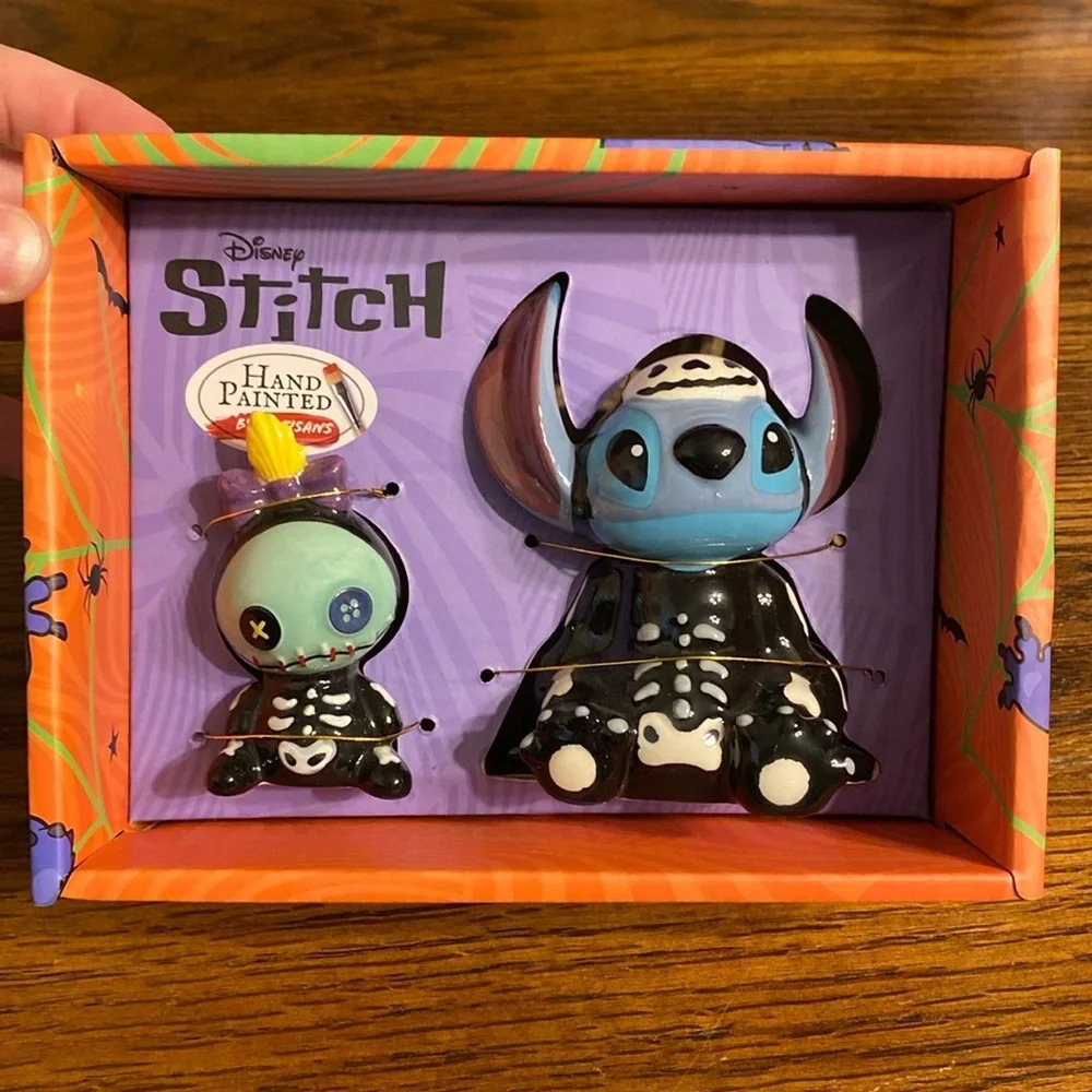 Disney Stitch Scrump Halloween Salt Pepper Shakers Ceramic Hand Painted NIB